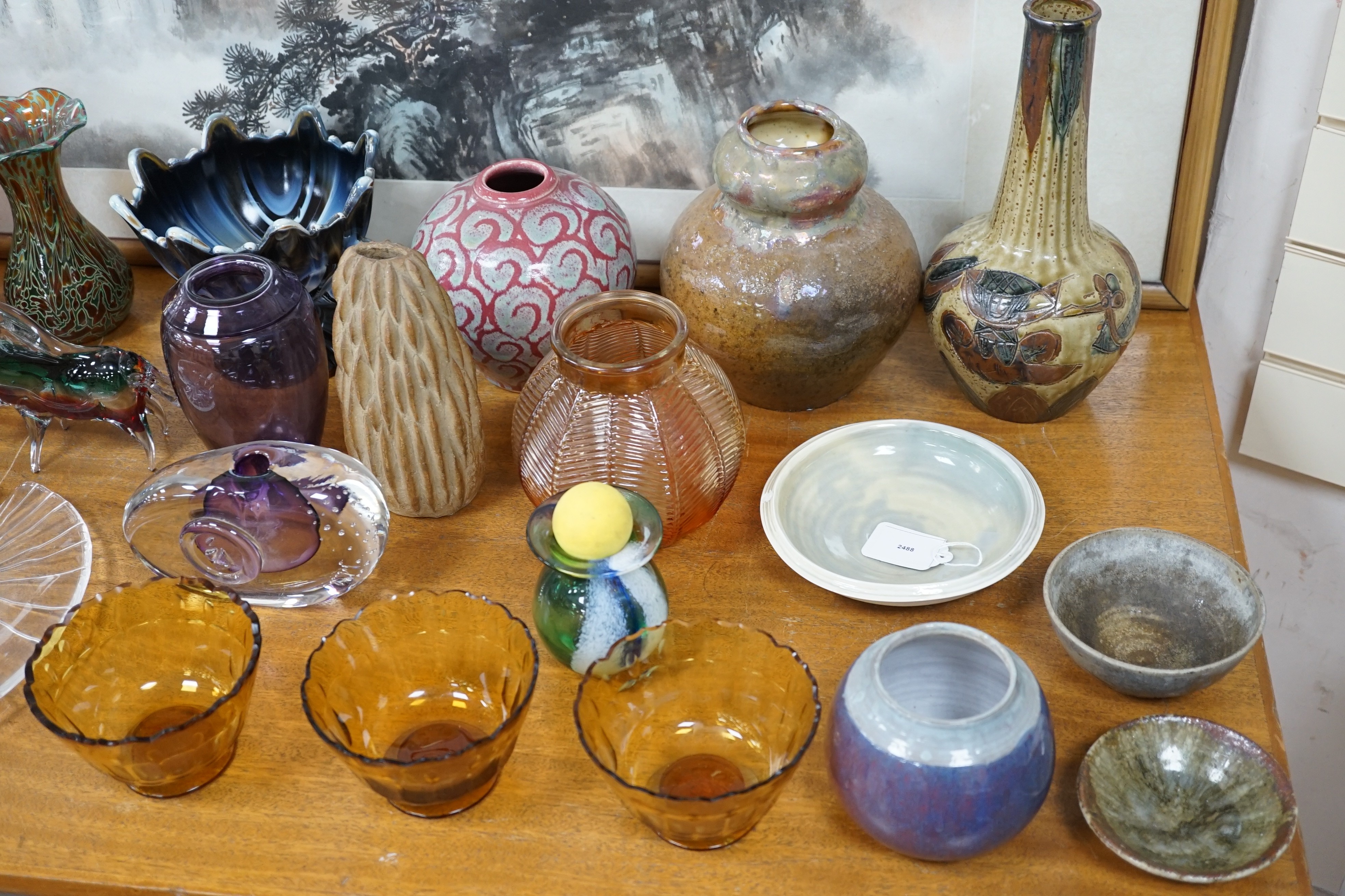A group of 20th century Studio pottery and glassware